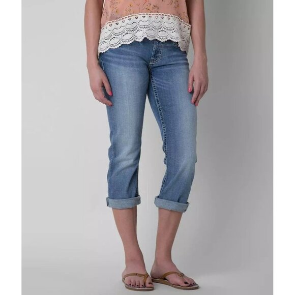 BKE Payton Curvy Stretch Mid Rise Blue Cropped Capri Jeans Women’s 30 X 24 Crop - Picture 1 of 16
